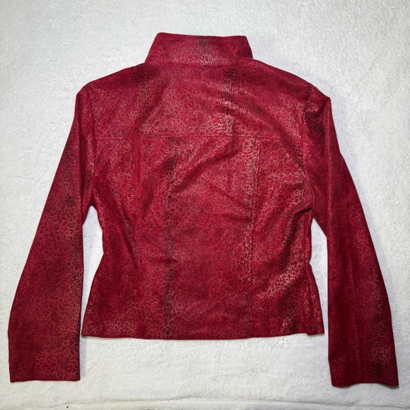 Vintage 90s Red Animal Print Sports Jacket, Unisex Punk Glam Style - Picture 4 of 8